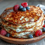 Fluffy, high protein Icelandic Skyr Pancakes, a delightful breakfast ready to serve.