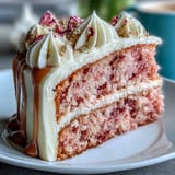 Elegant pink Rosé Velvet Cake with shimmering edible gold accents.