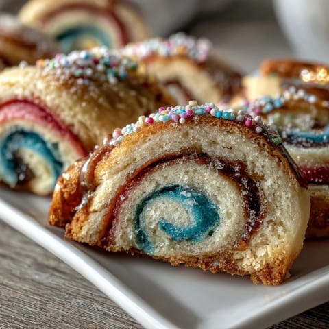 Colorful pastel swirl sugar cookies with whimsical marbled patterns and festive sprinkles, inspired by Cookie Run Kingdom, perfect for birthday celebrations.