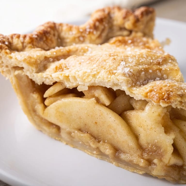 Warm, spiced apple filling spills from this beautifully crimped, homemade Apple Pie.