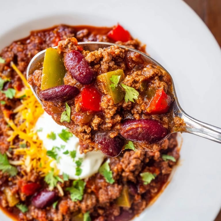 Vibrant image of Chili con Carne: a perfect Tex-Mex blend, ready to be topped and served.