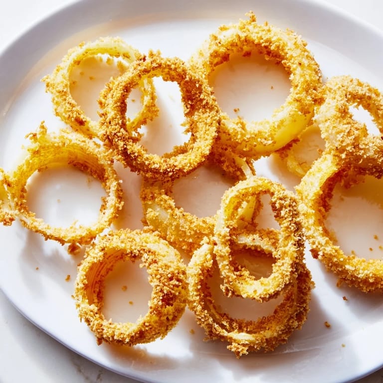 Close-up of golden brown onion rings, the ultimate American comfort food snack you’ll enjoy.