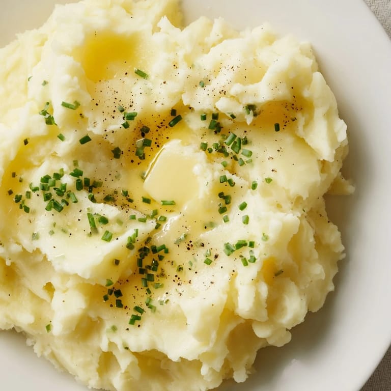 Buttery mashed potatoes, creamy and warm, ready to be served alongside a delicious main course.