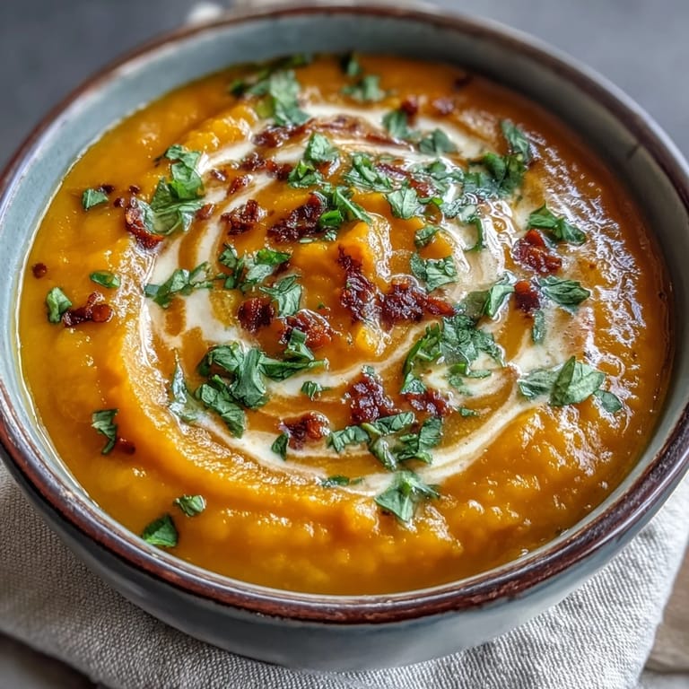 Creamy Carrot and Lentil Soup served hot in a rustic bowl, perfect for a nourishing lunch.