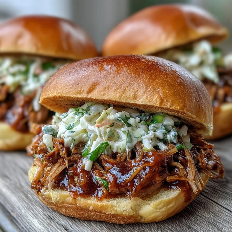 Slow cooker Applesauce Pulled Pork Sandwiches served warm with extra barbecue sauce on the side.