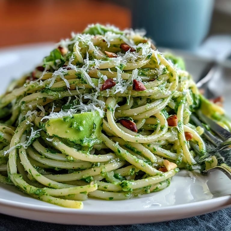 Toss your spaghetti with luscious no-cook avocado pesto for a quick, satisfying meal.