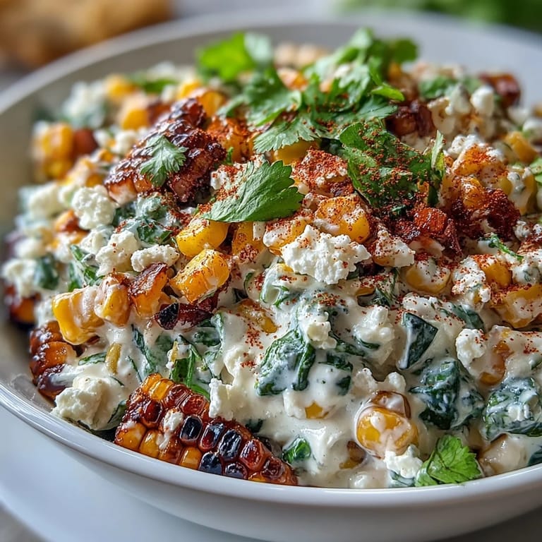 Creamy Mexican Street Corn Salad, zesty with lime and cilantro, ready to serve.