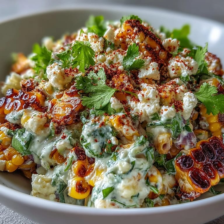 Delicious Mexican Street Corn Salad, a perfect vegetarian side dish with smoky notes.
