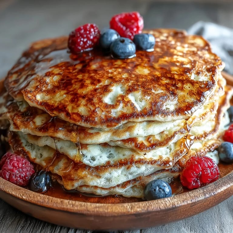 Fluffy, high protein Icelandic Skyr Pancakes, a delightful breakfast ready to serve.