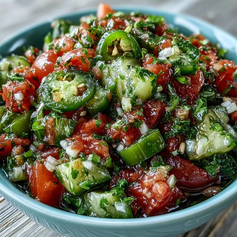 Freshly made Pickle de Gallo Salsa, bursting with pickle, lime, and jalapeño flavors.
