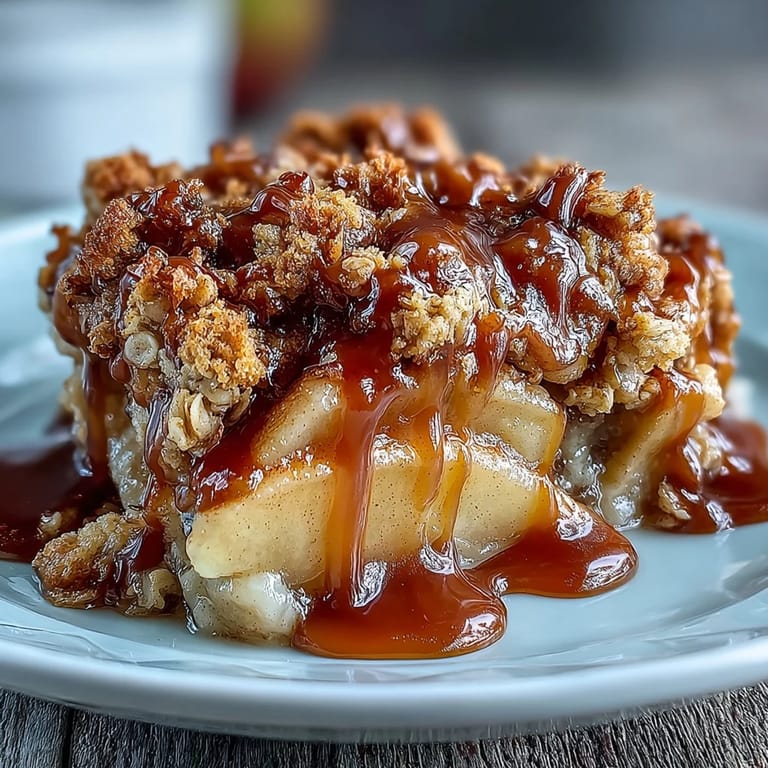 Serving suggestion: This Father's Day Whiskey Caramel Apple Crisp is ready for vanilla ice cream.