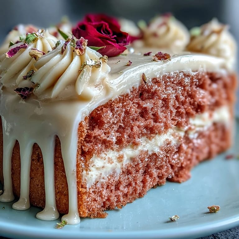 A festive Bridal Shower Rosé Velvet Cake ready for celebration, elegantly frosted.