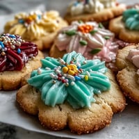Delicate flower-shaped shortbread cookies with vibrant royal icing, perfect for spring celebrations and festive gatherings.